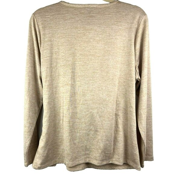 Talbots Faux Wrap Blouse Cardigan Women’s P XL  Long Sleeve Gold Shimmer Solid - Picture 7 of 7